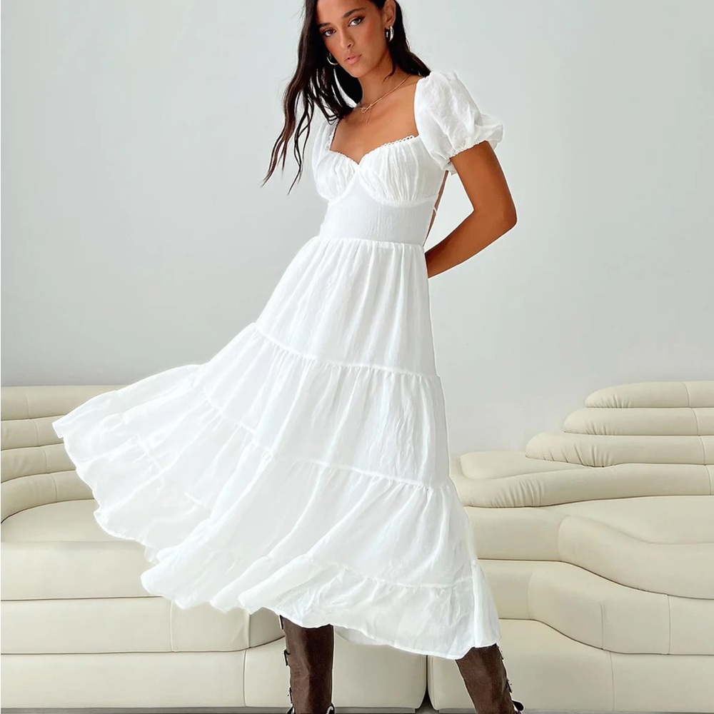 Princess Polly White Danny Midi Dress